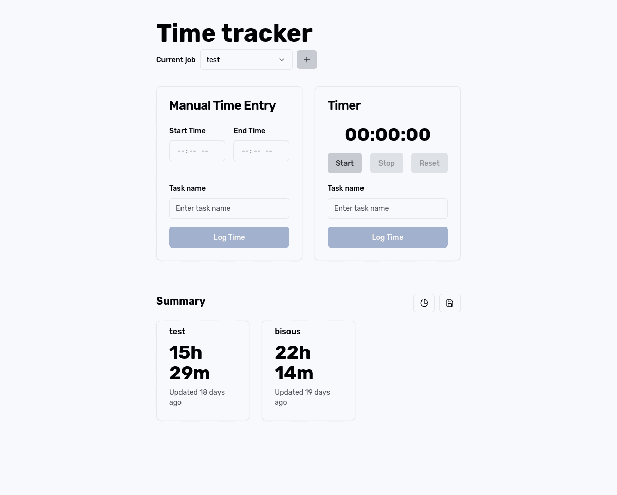 Screenshot of the time tracker tool